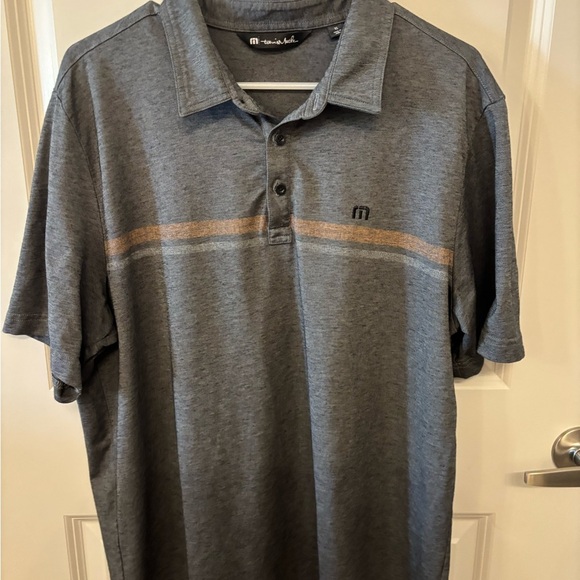 Travis Mathews mens grey striped casual polo short size XL - Picture 1 of 10